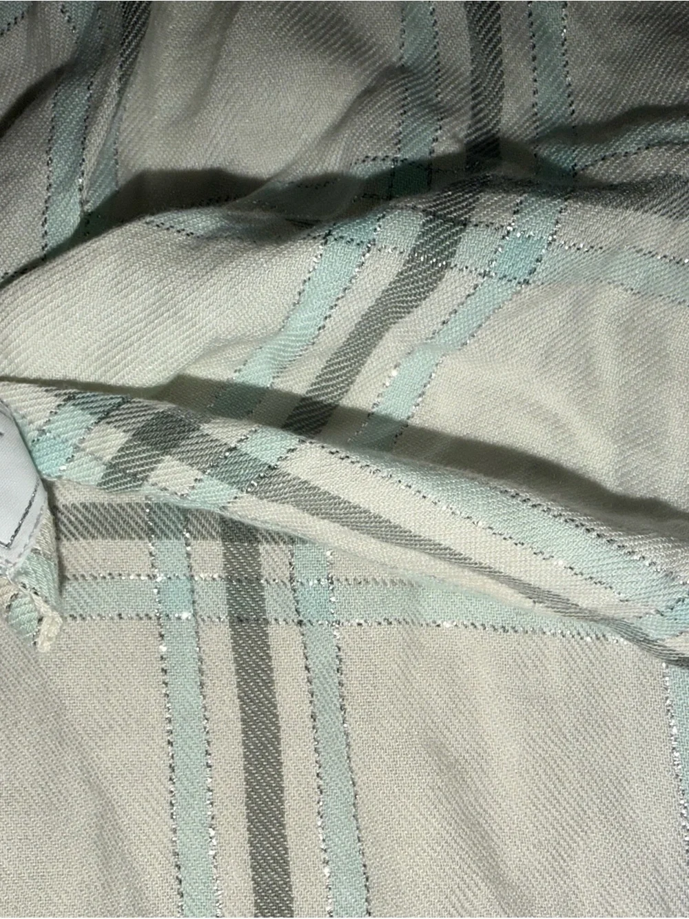 Justice Plaid Tie-Front Button-Up Shirt - Cream & Light Blue